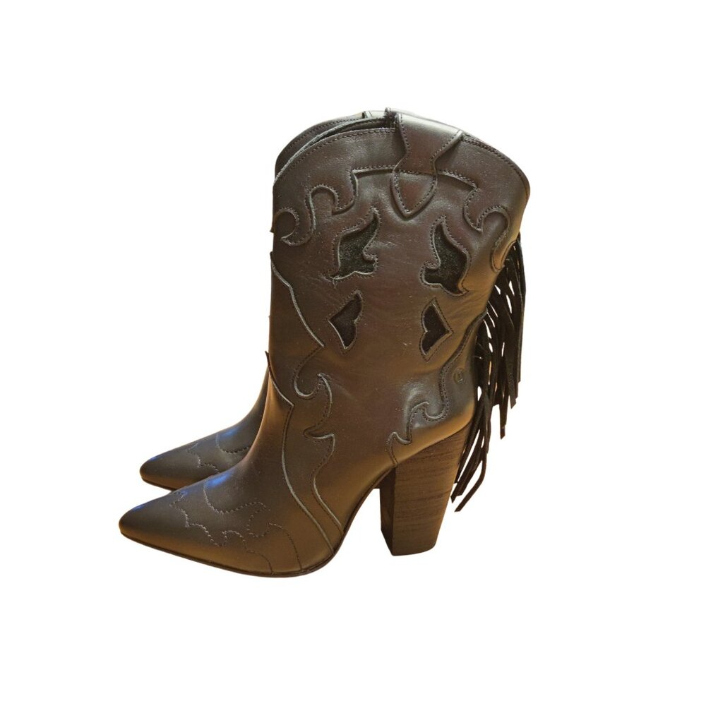 Dingo Women's Lady's Night Leather Pull On Booties Black Size 10 M